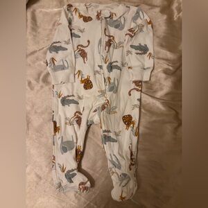 Carter's White Animal Print Sleep and Play (2 way zipper)